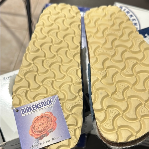 Birkenstock Navy and Cream Shearling Sandals size 35 US L4 narrow fit NWT - Picture 7 of 12